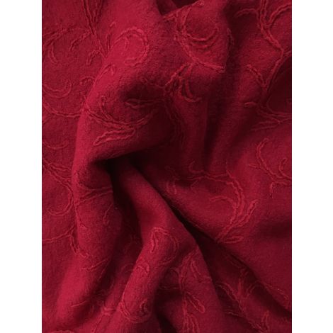 Ткань пальтовая красная с вышивкой
