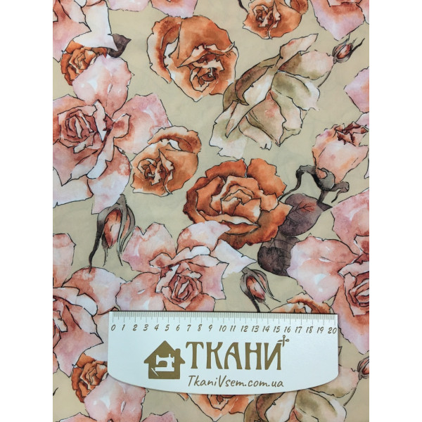 Супер софт принт "Троянди" на кремовому