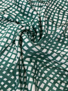 Шовк Rayon з рис. (абстр. ромби зелені на білому)